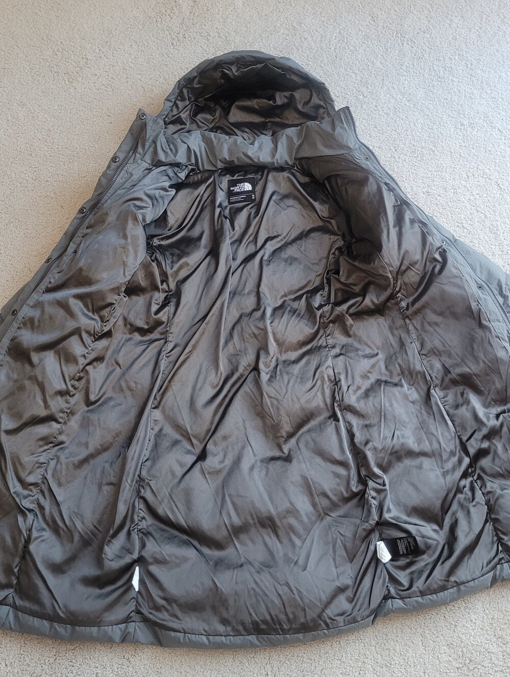 The North Face Women’s Miss Metro 550 Down Parka Gray Long Hooded Puffer Coat M - Picture 6 of 11